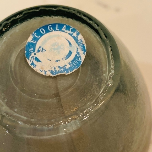 Eco Glass Recycled RARE Art Glass Bowl.  Made in Spain. White Clear/Black Swirl - Picture 3 of 4